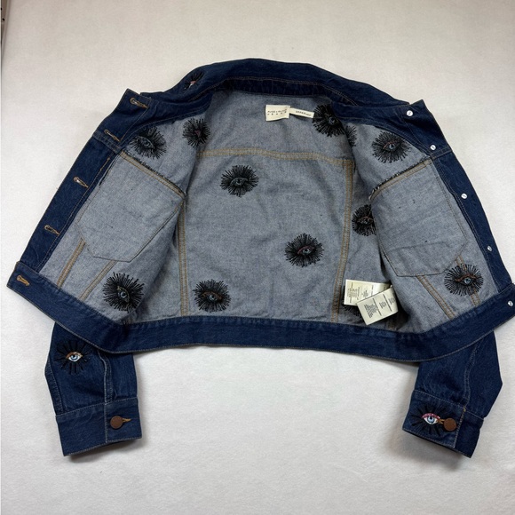 👁✨ Alice + Olivia Embellished Eye Cropped Denim Jacket NWOT✨👁 - Picture 8 of 10